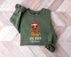 Funny Christmas Sweatshirt Merry Chickmas Chicken Design for Farmers Vintage Style Long Sleeve T Shirt