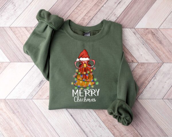 funny christmas sweatshirt merry chickmas chicken design for farmers vintage style long sleeve t shirt oykcl scaled