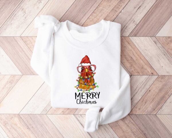 funny christmas sweatshirt merry chickmas chicken design for farmers vintage style long sleeve t shirt vwxxk scaled