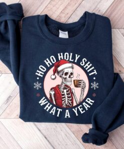 funny christmas sweatshirt skeleton santa claus design dead inside t shirt comfortable crewneck for holiday humor 6dugf