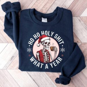 funny christmas sweatshirt skeleton santa claus design dead inside t shirt comfortable crewneck for holiday humor 6dugf