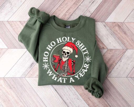 funny christmas sweatshirt skeleton santa claus design dead inside t shirt comfortable crewneck for holiday humor arote