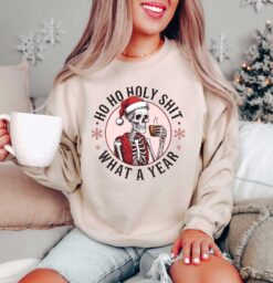 funny christmas sweatshirt skeleton santa claus design dead inside t shirt comfortable crewneck for holiday humor cuibx