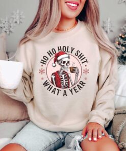 funny christmas sweatshirt skeleton santa claus design dead inside t shirt comfortable crewneck for holiday humor cuibx