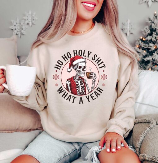 funny christmas sweatshirt skeleton santa claus design dead inside t shirt comfortable crewneck for holiday humor