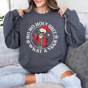 funny christmas sweatshirt skeleton santa claus design dead inside t shirt comfortable crewneck for holiday humor jwwzs