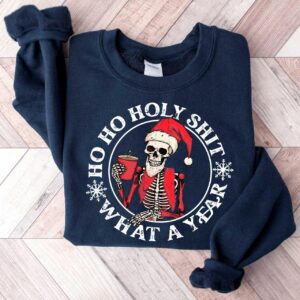 funny christmas sweatshirt skeleton santa claus design dead inside t shirt comfortable crewneck for holiday humor mlbti