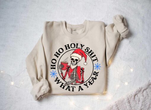 funny christmas sweatshirt skeleton santa claus design dead inside t shirt comfortable crewneck for holiday humor vstin