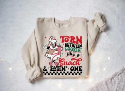 Funny Christmas Sweatshirt Torn Between Looking Like A Snack Or Eating One Comfortable Gym Workout Apparel for Sarcastic Humor