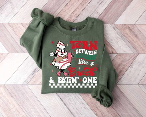 funny christmas sweatshirt torn between looking like a snack or eating one comfortable gym workout apparel for sarcastic humor uflqi