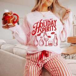 Funny Christmas Sweatshirt Unisex Crewneck with Holiday Spirits Design for Family Gatherings and Secret Santa Parties