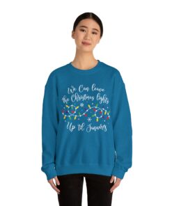 funny christmas sweatshirt we can leave the christmas lights up til january holiday top oversized vintage t shirt for festive wear jacbg