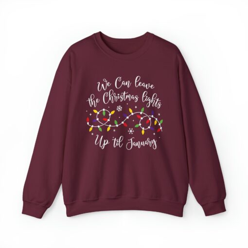 funny christmas sweatshirt we can leave the christmas lights up til january holiday top oversized vintage t shirt for festive wear yri02