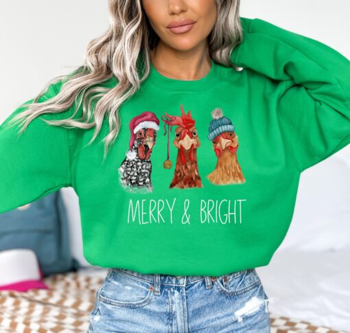 funny christmas sweatshirt with chickens design for farm animal lovers comfortable holiday apparel ideal for festive gatherings