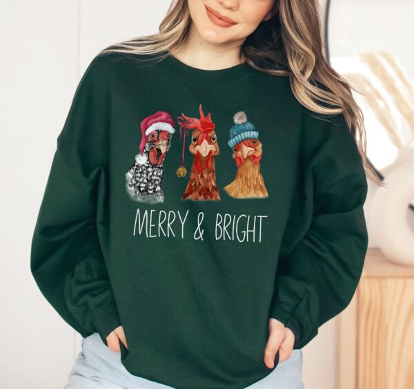 funny christmas sweatshirt with chickens design for farm animal lovers comfortable holiday apparel ideal for festive gatherings