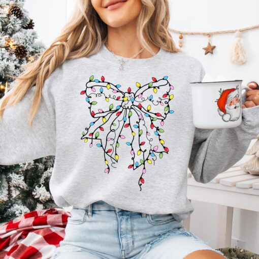 funny christmas sweatshirt with coquette bow design for holiday celebrations and new year events comfortable light sweater for festive wear hlvx2 scaled