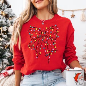 funny christmas sweatshirt with coquette bow design for holiday celebrations and new year events comfortable light sweater for festive wear qesev