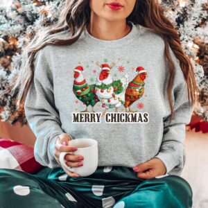 funny christmas sweatshirt with cute chicken design for holiday comfort and farm themed style bqhrw scaled