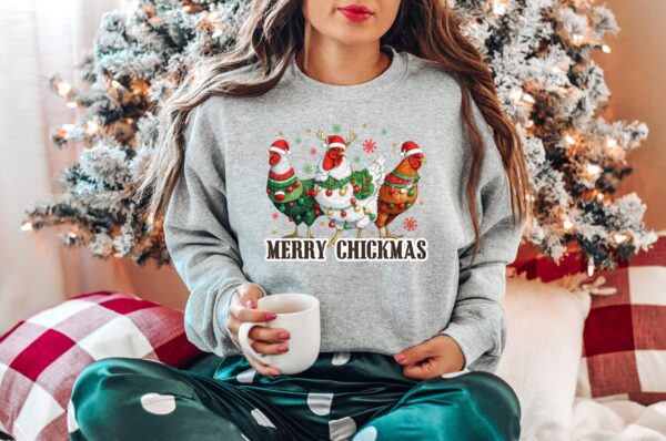 funny christmas sweatshirt with cute chicken design for holiday comfort and farm themed style bqhrw scaled