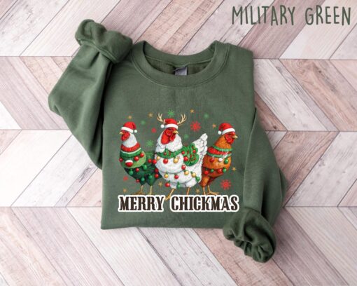 funny christmas sweatshirt with cute chicken design for holiday comfort and farm themed style chuze