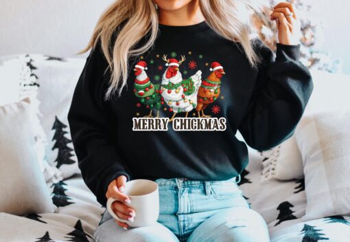 funny christmas sweatshirt with cute chicken design for holiday comfort and farm themed style rt9oz scaled