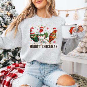 funny christmas sweatshirt with cute chicken design for holiday comfort and farm themed style xdwbe scaled