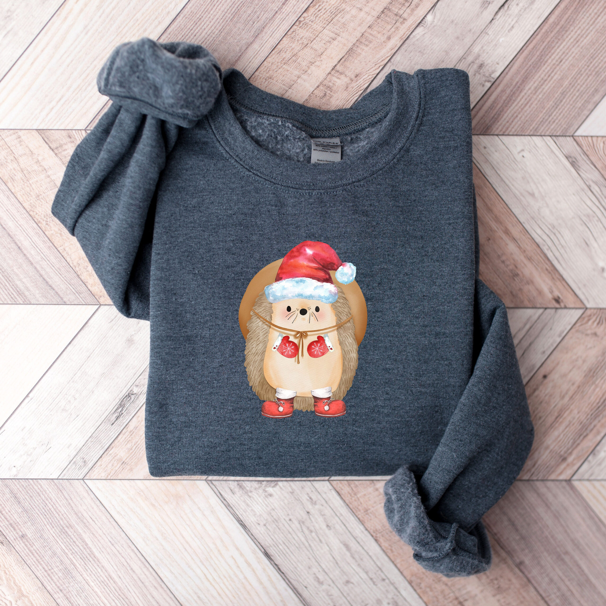 funny christmas sweatshirt with cute hedgehog design for plus size comfort in vintage style 9qehx scaled