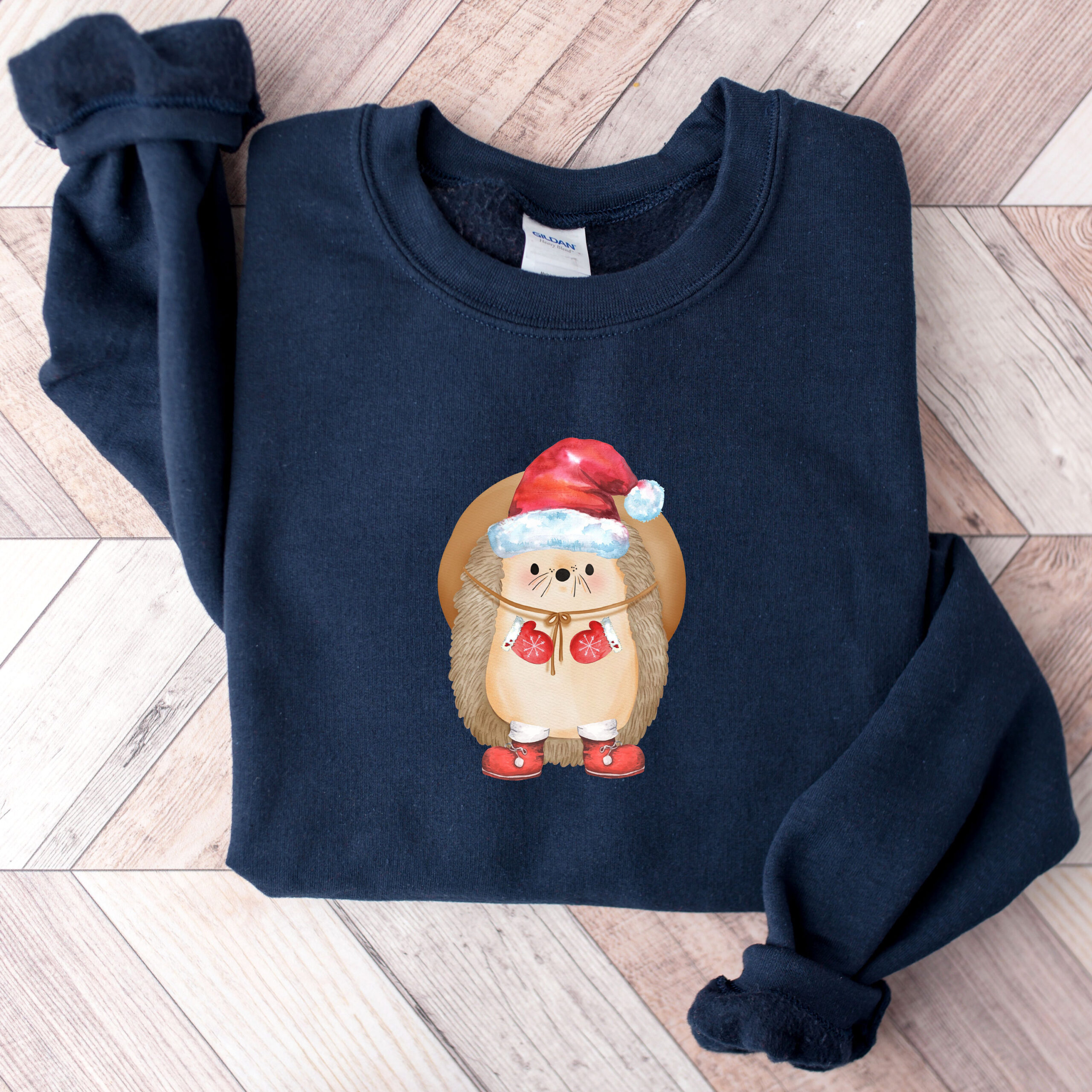 funny christmas sweatshirt with cute hedgehog design for plus size comfort in vintage style j6d9v scaled
