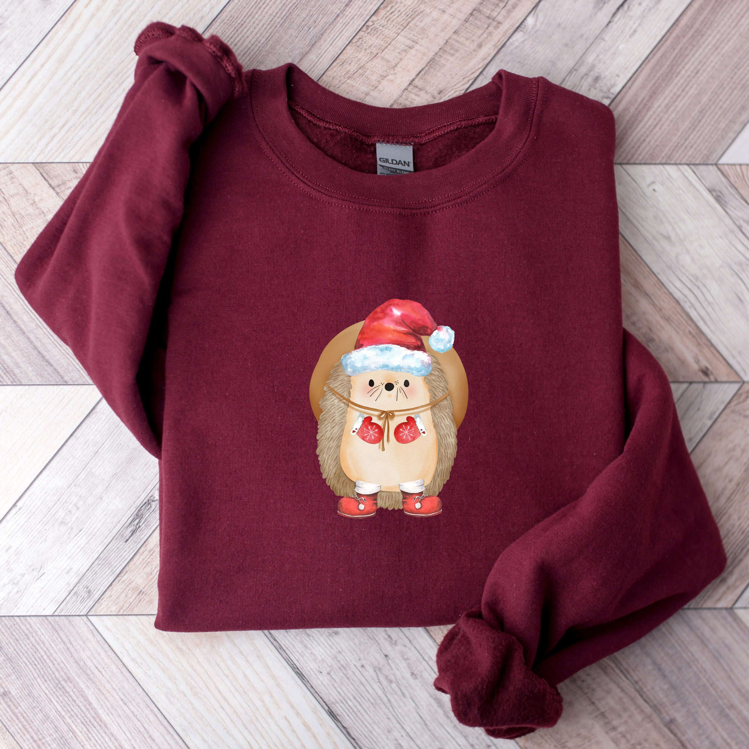 funny christmas sweatshirt with cute hedgehog design for plus size comfort in vintage style jflcj scaled