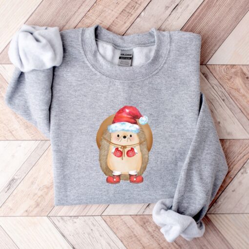 funny christmas sweatshirt with cute hedgehog design for plus size comfort in vintage style ugxvo scaled