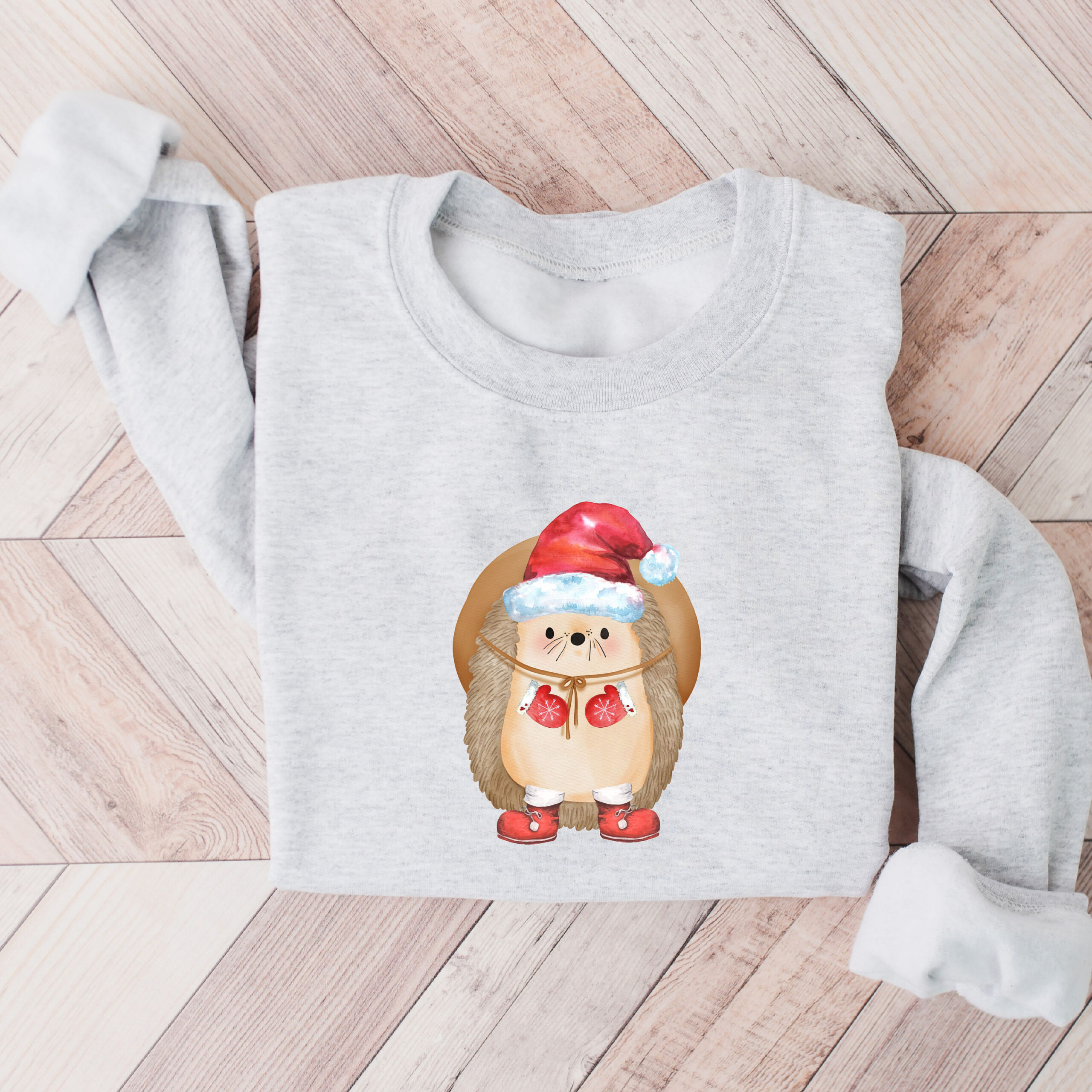 funny christmas sweatshirt with cute hedgehog design for plus size comfort in vintage style vl2q5 scaled