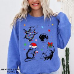 Funny Christmas Sweatshirt with Possum Moon Design  Trendy Holiday Shirt for Unique Style and Comfort