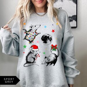 funny christmas sweatshirt with possum moon design trendy holiday shirt for unique style and comfort co8lv