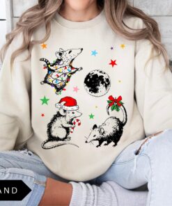 funny christmas sweatshirt with possum moon design trendy holiday shirt for unique style and comfort l1poc