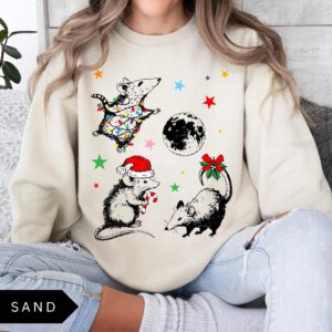 funny christmas sweatshirt with possum moon design trendy holiday shirt for unique style and comfort l1poc