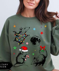 funny christmas sweatshirt with possum moon design trendy holiday shirt for unique style and comfort qkjyu