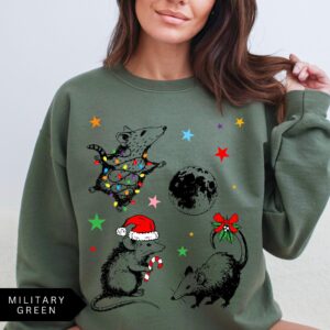 funny christmas sweatshirt with possum moon design trendy holiday shirt for unique style and comfort qkjyu