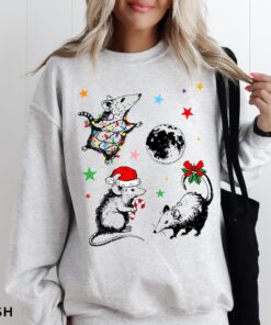 funny christmas sweatshirt with possum moon design trendy holiday shirt for unique style and comfort ul9d0