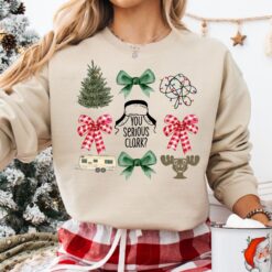Funny Christmas Sweatshirt You Serious Design with Cute Christmas Tree and Bow Features for a Unique Holiday Style