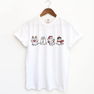 funny christmas t shirt featuring cute ghost design for spooky holiday apparel and winter celebrations 1nmmp