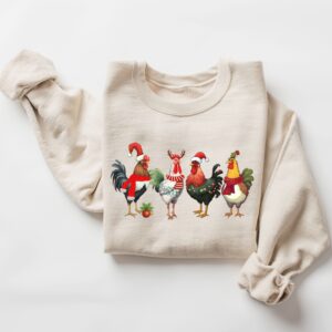 funny holiday sweatshirt with christmas chickens design for farm animal lovers and unique seasonal style 7qroj