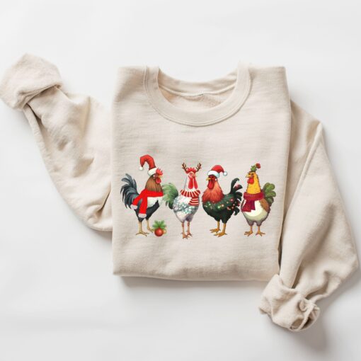 funny holiday sweatshirt with christmas chickens design for farm animal lovers and unique seasonal style 7qroj scaled