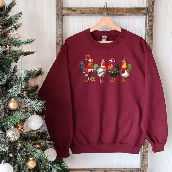 funny holiday sweatshirt with christmas chickens design for farm animal lovers and unique seasonal style an197 scaled