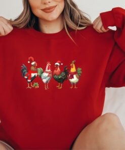 funny holiday sweatshirt with christmas chickens design for farm animal lovers and unique seasonal style ardfl scaled