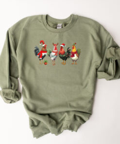 funny holiday sweatshirt with christmas chickens design for farm animal lovers and unique seasonal style egaid scaled