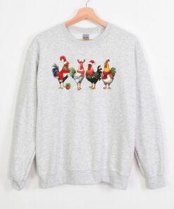 funny holiday sweatshirt with christmas chickens design for farm animal lovers and unique seasonal style itgjc scaled