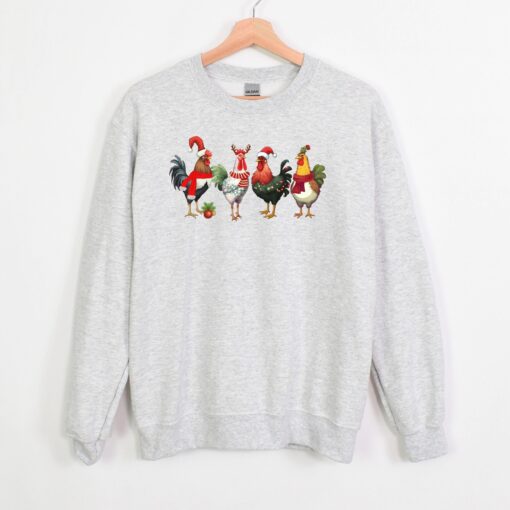 funny holiday sweatshirt with christmas chickens design for farm animal lovers and unique seasonal style itgjc scaled