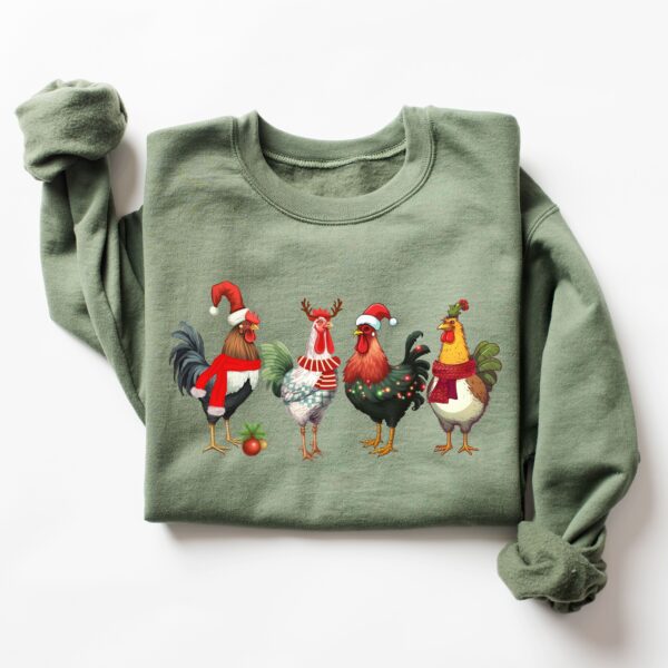 funny holiday sweatshirt with christmas chickens design for farm animal lovers and unique seasonal style qjsjs scaled