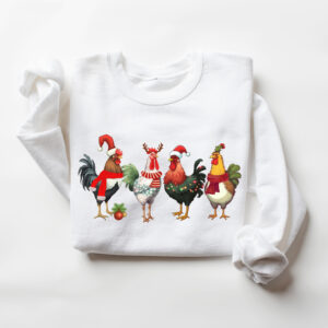 funny holiday sweatshirt with christmas chickens design for farm animal lovers and unique seasonal style sg4qz