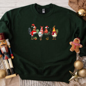 funny holiday sweatshirt with christmas chickens design for farm animal lovers and unique seasonal style y3tm4